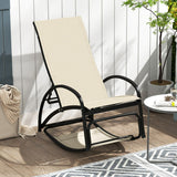 2-in-1 Outdoor Rocking Chair with 4-Position Adjustable Backrest for Patio Porch Poolside-Beige