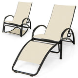 2-in-1 Outdoor Rocking Chair with 4-Position Adjustable Backrest for Patio Porch Poolside-Beige