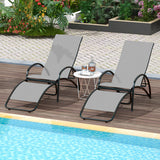 2-in-1 Outdoor Rocking Chair with 4-Position Adjustable Backrest for Patio Porch Poolside-Gray