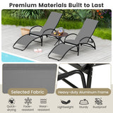 2-in-1 Outdoor Rocking Chair with 4-Position Adjustable Backrest for Patio Porch Poolside-Gray