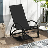 2-in-1 Outdoor Rocking Chair with 4-Position Adjustable Backrest for Patio Porch Poolside-Black