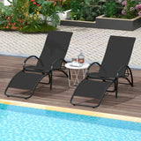 2-in-1 Outdoor Rocking Chair with 4-Position Adjustable Backrest for Patio Porch Poolside-Black