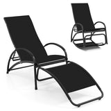 2-in-1 Outdoor Rocking Chair with 4-Position Adjustable Backrest for Patio Porch Poolside-Black