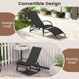 2-in-1 Outdoor Rocking Chair with 4-Position Adjustable Backrest for Patio Porch Poolside-Black