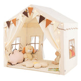 3-4 Kids Large Play Tent House with 2 Opening Doors and Star Lights-Beige