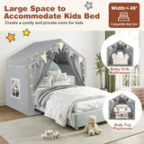 3-4 Kids Large Play Tent House with 2 Opening Doors and Star Lights-Gray