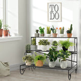 3-Tier Mental Plant Stand with Grid Shelf