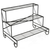 3-Tier Mental Plant Stand with Grid Shelf