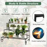 3-Tier Mental Plant Stand with Grid Shelf