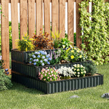 Heavy-Duty Metal Outdoor 3-Tier Raised Garden Bed Planter Box-Black