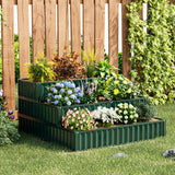 Heavy-Duty Metal Outdoor 3-Tier Raised Garden Bed Planter Box-Green