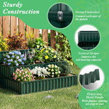 Heavy-Duty Metal Outdoor 3-Tier Raised Garden Bed Planter Box-Green