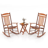 3-piece Outdoor Poplar Wood Rocking Bistro Set-Natural