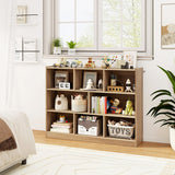 3-Tier Open Bookcase 8-Cube Floor Standing Storage Shelves-Natural