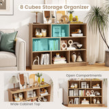 3-Tier Open Bookcase 8-Cube Floor Standing Storage Shelves-Natural