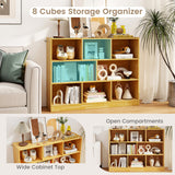 3-Tier Open Bookcase 8-Cube Floor Standing Storage Shelves Display Cabinet-Yellow