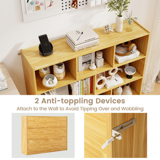 3-Tier Open Bookcase 8-Cube Floor Standing Storage Shelves Display Cabinet-Yellow