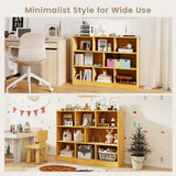 3-Tier Open Bookcase 8-Cube Floor Standing Storage Shelves Display Cabinet-Yellow