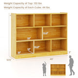 3-Tier Open Bookcase 8-Cube Floor Standing Storage Shelves Display Cabinet-Yellow