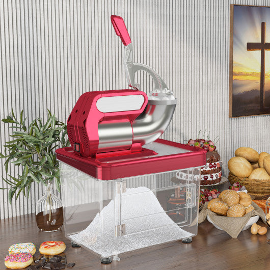 300W Commercial Ice Crusher with Dual Blades and Safety Switch-Red