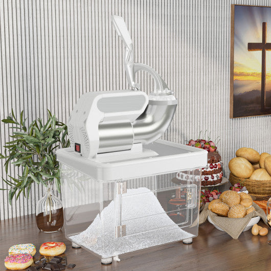 300W Commercial Ice Crusher with Dual Blades and Safety Switch-White
