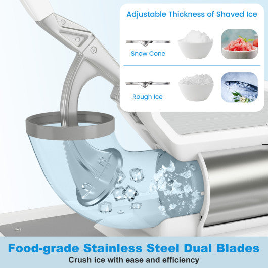300W Commercial Ice Crusher with Dual Blades and Safety Switch-White