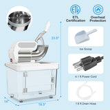 300W Commercial Ice Crusher with Dual Blades and Safety Switch-White