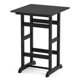 30 Inch Square Bar Table Dining Table with Slatted Tabletop for Poolside-Black