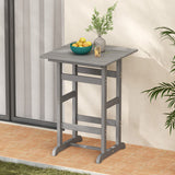 30 Inch Square Bar Table Dining Table with Slatted Tabletop for Poolside-Gray