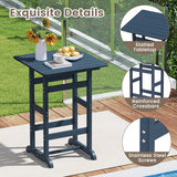 30 Inch Square Bar Table Dining Table with Slatted Tabletop for Poolside-Navy