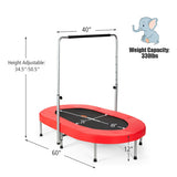 2-Person Foldable Mini Kids Fitness Rebounder Trampoline-Red