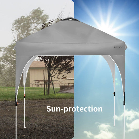 6.6 x 6.6 Feet Outdoor Pop Up Height Adjustable Canopy Tent with Roller Bag-Gray