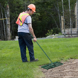 30 x 10 Inch Lawn Leveling Rake with Ergonomic Handle-Green