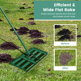 30 x 10 Inch Lawn Leveling Rake with Ergonomic Handle-Green