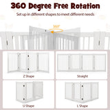 30 Inch Tall 4-Panel Freestanding Pet Gate Wooden Dog Fence-White