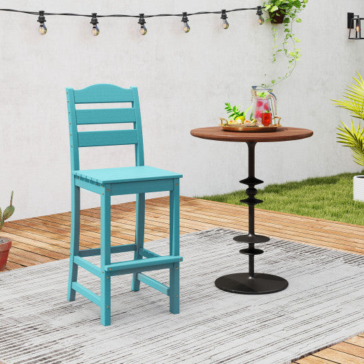 30 Inches Counter Height HDPE Bar Stool with Backrest and Footrest-Turquoise