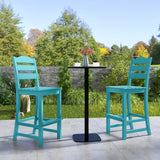 30 Inches Counter Height HDPE Bar Stool with Backrest and Footrest-Turquoise