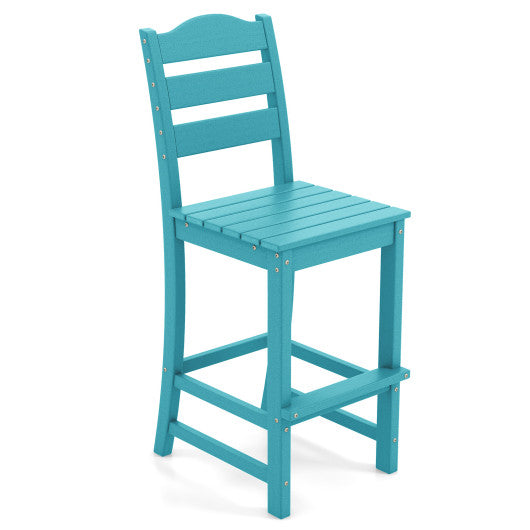 30 Inches Counter Height HDPE Bar Stool with Backrest and Footrest-Turquoise