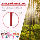 30-Key Wood Toy Kids Grand Piano with Bench and Music Rack-Red