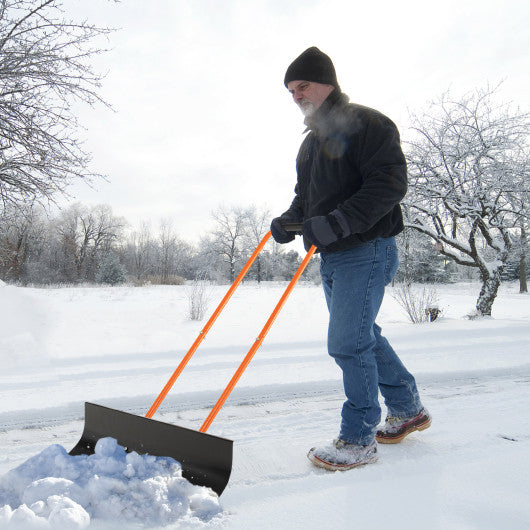 Snow Shovel with Wheels with 30 Inches Wide Blade and Adjustable Handle-Orange