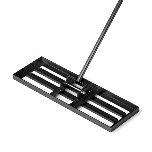 30 x 10 Inch Lawn Leveling Rake with Ergonomic Handle-Black