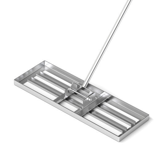 30 x 10 Inch Lawn Leveling Rake with Ergonomic Handle-Silver