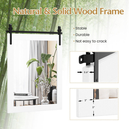 30 x 22 Inch Wall Mount Mirror with Wood Frame-White