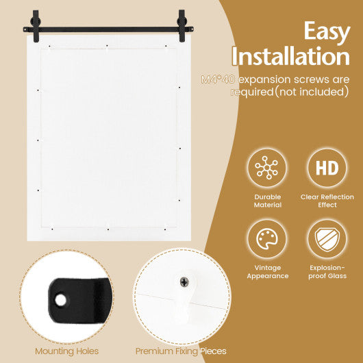 30 x 22 Inch Wall Mount Mirror with Wood Frame-White