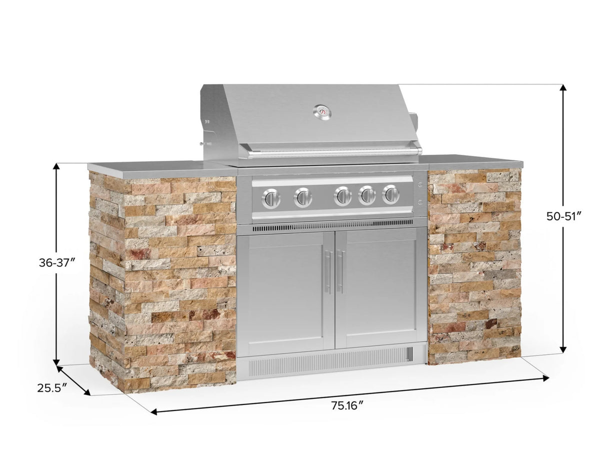 Outdoor Kitchen Signature Series 6 Piece Cabinet Set with Platinum Grill and Grill Cabinet