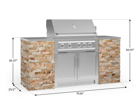 Outdoor Kitchen Signature Series 6 Piece Cabinet Set with Platinum Grill and Grill Cabinet