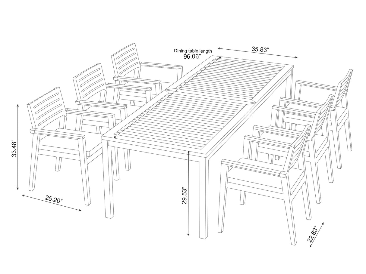 Rhodes 6 Seater Dining Set with 96 In. Table