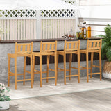 30 Inch Teak Wood Bar Chair with Footrest and Backrest for Deck Poolside Garden