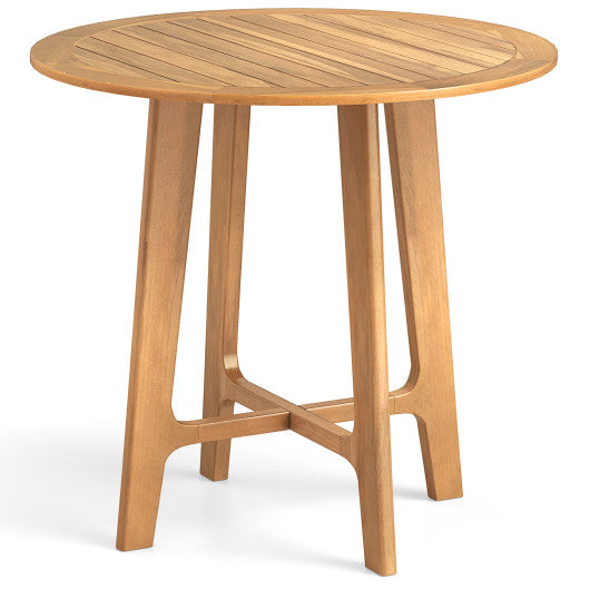 31.5 Inches Patio Dining Table with Slatted Tabletop and X-shaped Frame