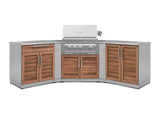 Outdoor Kitchen Stainless-Steel 7 Piece Cabinet Set with 2 Door, Bar, Corner, Grill Cabinet, Platinum Grill, and Countertops